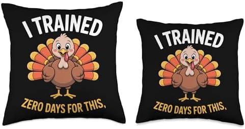 I Trained Zero Days Funny Turkey Thanksgiving Costume Throw Pillow - Image 3