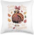 Funny Thanksgiving Turkey Gravy Beans Rolls Casserole Throw Pillow by Unknown