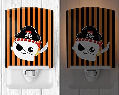Caroline's Treasures BB6957CNL Halloween Ghost Pirate Ceramic Night Light Compact, UL-Certified, Ideal for Bedroom, Bathroom, Nursery, Hallway, Kitchen, 6x4x3, Multicolor