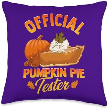 Culinary Master Pumpkin Carving Party Baking Pies Funny Thanksgiving Day Official Pumpkin Pie Tester Tasting Throw Pillow, 16x16, Multicolor by Unknown