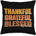 Thankful, Grateful, Blessed Christian Thanksgiving Throw Pillow by Unknown
