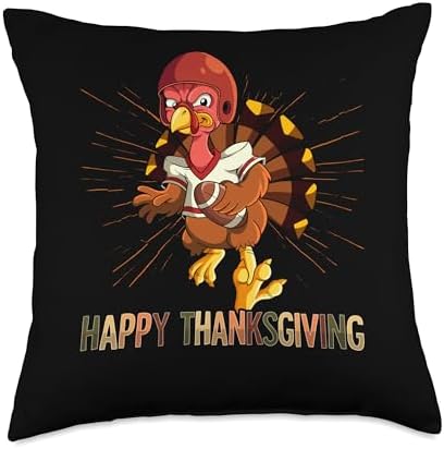 Thanksgiving Football Gifts Happy Thanksgiving Turkey Football Throw Pillow, 18x18, Multicolor by Unknown