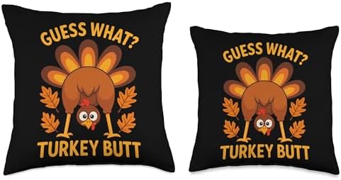 Thanksgiving Guess What Turkey Butt Funny Saying Throw Pillow - Image 3