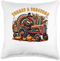 Turkey And Tractors Boys Kids Girls Thanksgiving Hayride Throw Pillow by Unknown
