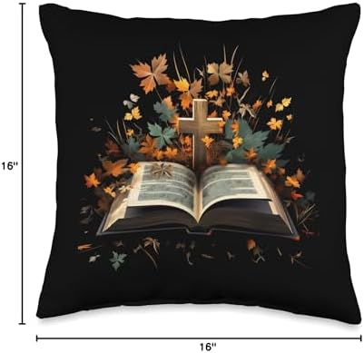 Bible Cross Autumn Leaves Christian Thanksgiving Throw Pillow - Image 4