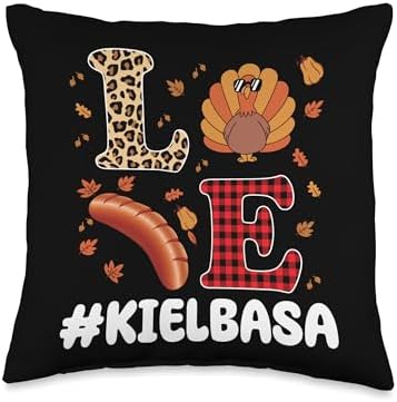 Polish Food Designs Smoked Kielbasa Sausage Funny Kielbasa Thanksgiving Apparel Poland Tradition Foods Throw Pillow, 16x16, Multicolor by Unknown
