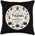 Give Thanks with a Grateful Heart Thanksgiving Autumn Fall Throw Pillow by Unknown