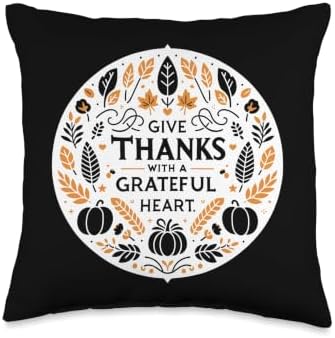 Give Thanks with a Grateful Heart Thanksgiving Autumn Fall Throw Pillow by Unknown