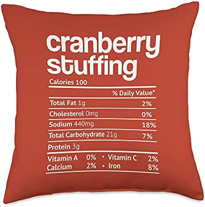 Cranberry Stuffing Nutrition Fact Thanksgiving Christmas Throw Pillow by Unknown