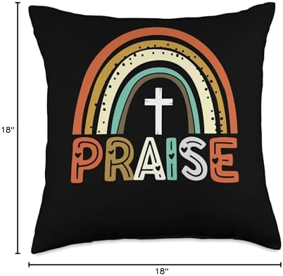 Praise Thankful Grateful Blessed Thanksgiving Fall Rainbow Throw Pillow - Image 4