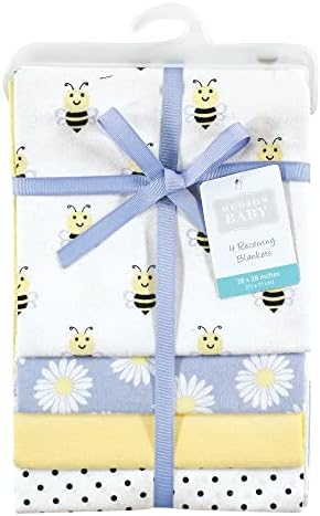 Hudson Baby Unisex Baby Cotton Flannel Receiving Blankets, Daisy Bee, One Size - Image 2