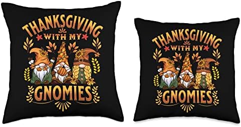 thanksgiving gnomies Clothing Thanksgiving with My Gnomies Autumn Gnomes Turkey Family Throw Pillow, 16x16, Multicolor - Image 3