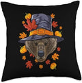 Thanksgiving Grizzly Bear Pilgrim Costume Fall Autumn Throw Pillow by Unknown