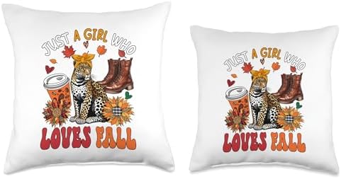 A Girl Loves Fall Thanksgiving Leopard Bow Tie Sunflowers Throw Pillow - Image 3