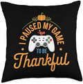 I Paused My Game To Be Thankful, Gamer Happy Thanksgiving Throw Pillow by HadleyDesigns