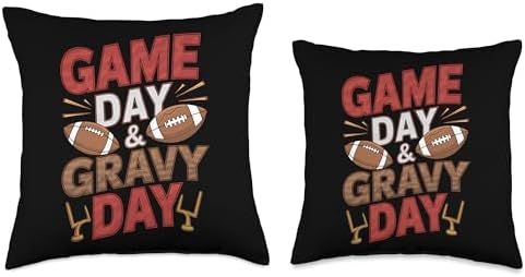 Thanksgiving Football Game Day and Gravy Day Throw Pillow - Image 3