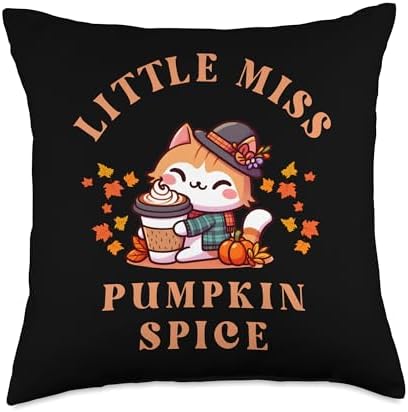 Little Miss Pumpkin Spice Fall Pumpkin Spice Thanksgiving Throw Pillow by Unknown