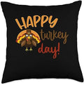 Happy Thanksgiving for Boys Girls Kids Pilgrim Turkey Throw Pillow by Unknown