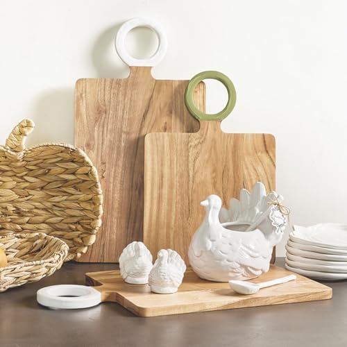 Santa Barbara Design Studio Turkey Gravy Boat with Spoon - Glazed Ceramic Thanksgiving Serving Dish, 7.5" L x 5.25" W x 6.25" H, White - Image 3