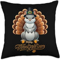 Funny Eastern Gray Squirrel with Turkey Feathe Thanksgiving Throw Pillow by Unknown