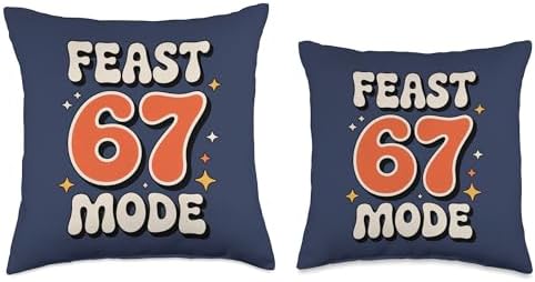 Feast 67 Mode Funny Retro 67 Thanksgiving Birthday Gift Throw Pillow - Image 3
