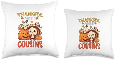 Thankful For My Cousins - Happy Thanksgiving Merry Christmas Throw Pillow - Image 3