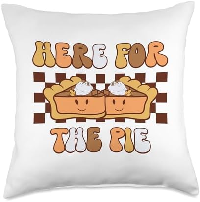 Retro Groovy Here For The Pie Thanksgiving Pumpki Retro Groovy Here for The Pie Thanksgiving Pumpkin Fall Vibe Throw Pillow, 18x18, Multicolor by Unknown