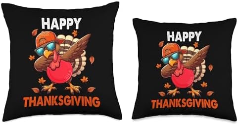 Happy Thanksgiving Dabbing Turkey Sunglasses Disc Golf Throw Pillow - Image 3
