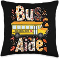Leopard Pumpkins Bus Driver Fall Bus Aide Thanksgiving Throw Pillow by Unknown