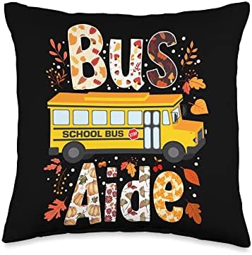 Leopard Pumpkins Bus Driver Fall Bus Aide Thanksgiving Throw Pillow by Unknown