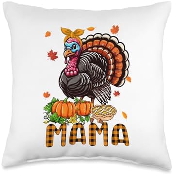 Mama Thanksgiving Fall Pumpkins Pie Matching Family Kids Throw Pillow by Unknown