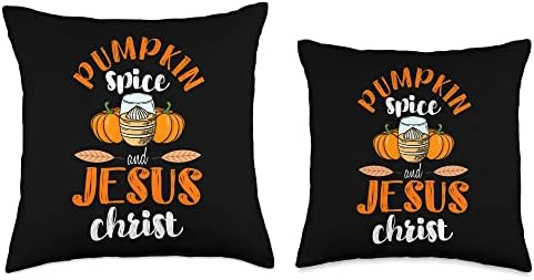 Pumpkin Spice And Jesus Christ Thanksgiving Christian Autumn Throw Pillow - Image 3