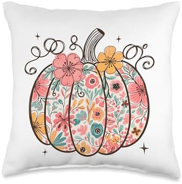 Coquette Bow Leopard Pumpkin Thanksgiving Rustic Fall Women Throw Pillow by Unknown