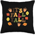 Its Fall Yall Leaves Cute Autumn Thanksgiving Men Women Kids Throw Pillow by Unknown