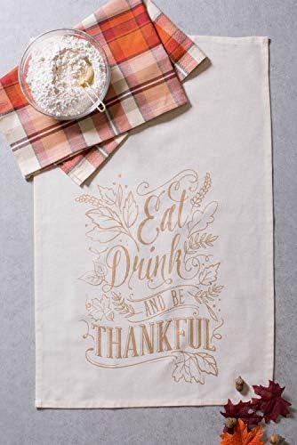 DII Fall Basics Kitchen Dishtowel Collection Printed & Plaid Fall Dish Towel Set, 18x28, Be Thankful Plaid, 2 Count - Image 4