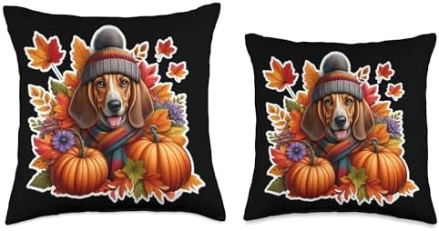 Autumn Fall Plott Hound Dog Owner Thanksgiving Mom Dad Cozy Throw Pillow - Image 3