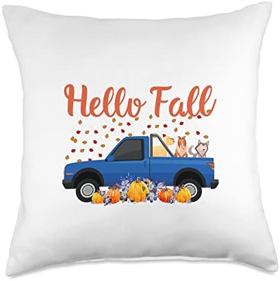 Funny Hello Fall Pumpkin Thanksgiving Day Throw Pillow by Unknown