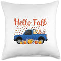 Funny Hello Fall Pumpkin Thanksgiving Day Throw Pillow by Unknown