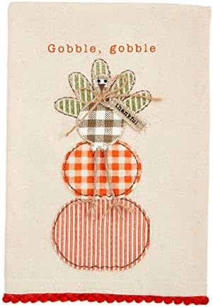 Mud Pie Gobble Gobble Thanksgiving Hand Towel, Turkey Applique Tea Towel by MudPie
