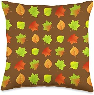 Cute Fall Thanksgiving Brown Leaves Autumn Botanical Throw Pillow by Unknown