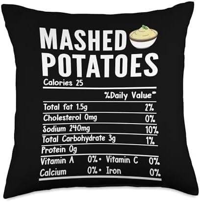 Mashed Potatoes Nutrition Facts Thanksgiving Food Matching Throw Pillow by Unknown
