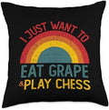 Thanksgiving Retro Grape Lover Who also Play Chess Funny I just Want to eat Grape and Play Chess Christmas Throw Pillow, 18x18, Multicolor by Unknown