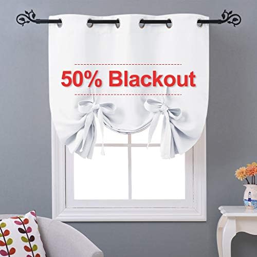 NICETOWN Roman Shades for Home Windows - Thermal Insulated Balloon Shade Blackout Curtain Tie Up Blind for Small Window/Kitchen (Grommet Top Panel, 46" W x 63" L, White) by NICETOWN