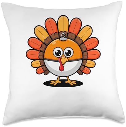 Thanksgiving Turkey Fishing Bobber Bait Angler Throw Pillow by Unknown