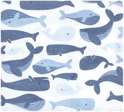 Hudson Baby Unisex Baby Cotton Flannel Receiving Blankets 4-Pack, Cute Whales, One Size - Image 3