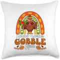 Social Worker Gobble Squad Thanksgiving Turkey Fall Rainbow Throw Pillow by Unknown