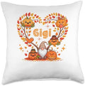 Gigi Thanksgiving Gnome Pupmkins Fall Tree Cute Heart Throw Pillow by Unknown