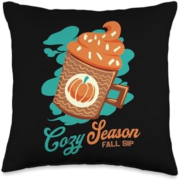 Pumpkin Spice Latte Season Thanksgiving Design Throw Pillow by Unknown