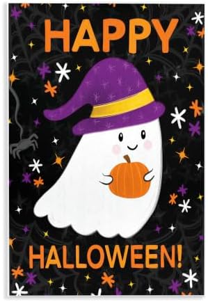 Happy Halloween Ghost Pattern, 13 x 19 Inch Mounted Print on Wall Plaque