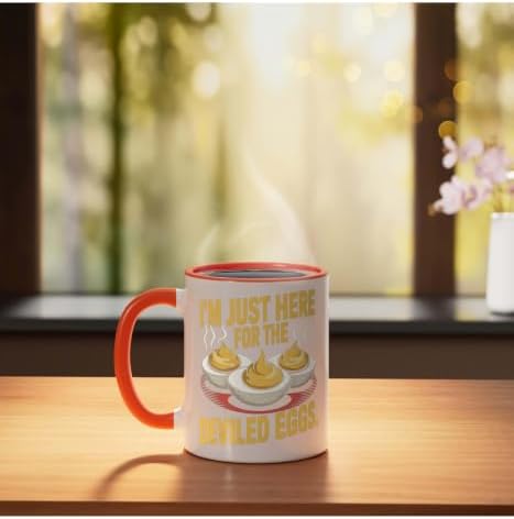 I’m Just Here for the Deviled Eggs Egg Expert Deviled Egg Ceramic Mug, Orange/White, 11oz - Image 3